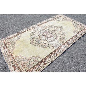 Tapis traditionnel en laine Patchwork marron Beige 4.5x8.4 pieds fait à la main couloir turc Rectangle support en Latex pour tapis de chevet vivant - Product Image 2