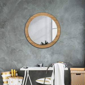 Textura de madera, bronce, espejo de pared único, regalo para mujeres con espejo de vidrio templado para decoración de pared única - Product Image 3