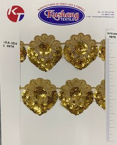 Ribete de Encaje Metálico Personalizado de 13 mm con Lentejuelas de Poliéster/Algodón para Coser, Trenza de Ribete Personalizada para Zapatos y Prendas - Product Image 6