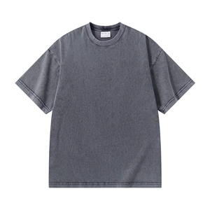 T-shirts lourds 100% coton gaufré tricoté t-shirt taille régulière pour hommes T-shirts personnalisés avec Logo - Product Image 2