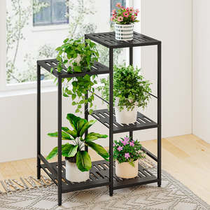 Pot de fleurs moderne et unique avec support, pour intérieur et extérieur, pour table, toit, balcon, revêtement en poudre - Product Image 5