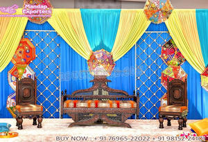 Decoración de Escenario con Temática Punjabi Tradicional de Rangla Punjab, Accesorios para Eventos Sangeet, Estatuas para Decoración de Bodas - Product Image 6