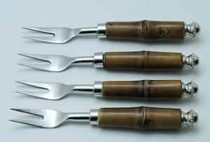 Special Design Luxury Stainless Steel Fruit <b>Fork</b> Set of 4 with Carved Wooden Handles Dishwasher Safe for Party Dining Serving - Product Image 3