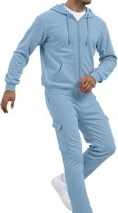 Customized Plus Size Mens Spring Jogger <b>Zip</b>-<b>Up</b> <b>Hoodie</b> + Sweatpants 100% Cotton Drawstring Rhinestone Quick Dry Breathable - Product Image 6