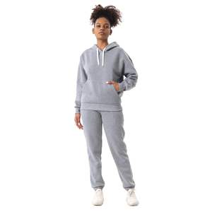 Logo personnalisé Vintage Wash Ensemble 2 pièces pour femmes motif solide polaire coton pull à capuche et Jogger pantalons de survêtement pour un style décontracté - Product Image 6