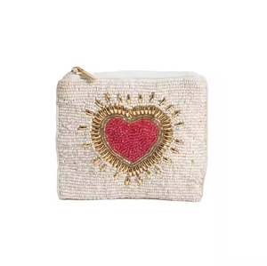 Trendy Beaded Embroidery Square Shape Coin Purse Customizable Wholesale Designer Seed Beads Coin Pouch Valentine's Day Party - Product Image 5