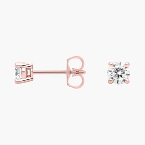 14K Solid Gold H-I I1 Round Lab Grown Diamond Prong <b>Stud</b> <b>Earrings</b> 0.5 Ct Total Rhodium Finish 4 Prong Setting <b>Fine</b> Jewelry - Product Image 5