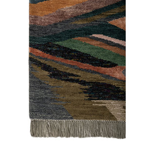 Manchaha Abstract Pattern Hand Knotted <b>Wool</b> & Bamboo Silk Rug <b>Red</b> & Orange-For Home Use Les-2814 - Product Image 4