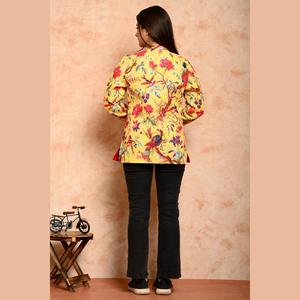 Women's Cotton Quilted <b>Jacket</b> Floral Print Hooded Outerwear for Spring Autumn Seasons XL Size <b>Blazer</b> Style Soft <b>Leather</b> Shell - Product Image 2
