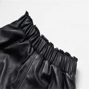 Vente chaude élégante femmes Faux cuir taille haute jupe dentelle décoration décontracté confortable pour les vêtements de bureau quotidiens pour l'été - Product Image 3