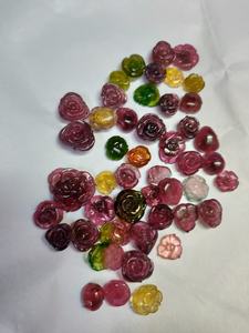 Bulk Product Wholesale Loose Natural Multi Color <b>Tourmaline</b> Floral Carvings Gemstones for Jewelry Making - Product Image 3