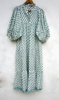 Robe longue en coton imprimé floral pour femmes tenue décontracté avec fermeture à bouton grande taille taille naturelle ODM approvisionnement