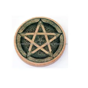 Altaar Houten Tegel Gotische Pentagram Houten Schijf Prachtig Versierd Met Het Ontwerp Getoond Gebruik Om Uw Altaar Te Versieren