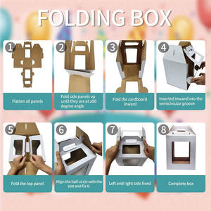 Cartón reciclable elevado plegable portátil pastel de cumpleaños galletas pastelería embalaje Ventana de cartón cajas duraderas para hornear seguras - Product Image 4