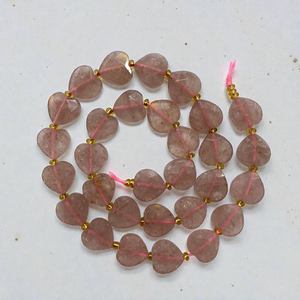 Cuentas de Cristal de Cuarzo Fresa Facetadas en Forma de Corazón para Pulseras y Pendientes DIY - Product Image 1