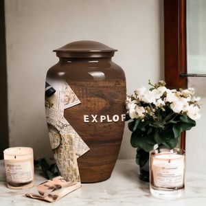 Urna única de explorador mundial para cenizas de adultos, urnas de cremación femeninas y masculinas para cenizas humanas, mujeres y hombres, urna funeraria de tamaño personalizado - Product Image 2
