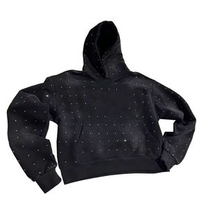 Alta calidad invierno térmico 100% algodón Streetwear ecológico de gran tamaño personalizado Unisex Puff impresión Ácido lavado diamantes de imitación - Product Image 5