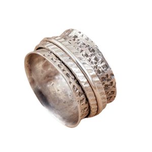 925 Sterling Silver Handmade 18K Gold Plated Design <b>Spinner</b> <b>Ring</b> Women Classic Wedding Party Certified Anxiety - Product Image 5