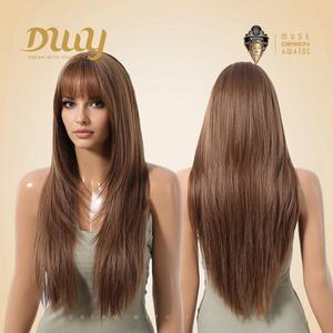 Perruque synthétique sans colle Liza H-DWY de 24 pouces pour femmes, mi-longue, rose blond, avec frange, ajustement parfait, dentelle transparente, perruques à ondulations lâches - Product Image 4
