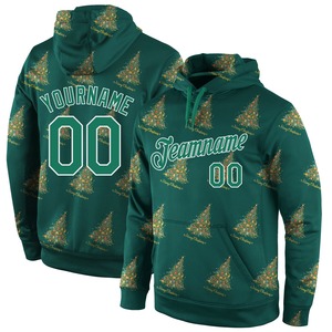 Sudadera con Capucha Deportiva 3D Personalizada con Bordado en Verde Kelly y Blanco Navideño, Venta Directa de Fábrica al por Mayor - Product Image 1