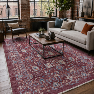 Netline Home Distinct Octagons Deep Red Heritage Washable <b>Rug</b> - Product Image 1