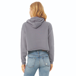 Custom Women's Cropped Fleece Hoodie with Dropped Shoulder Design Performance Sports Style 100% Cotton for Winter - Product Image 5