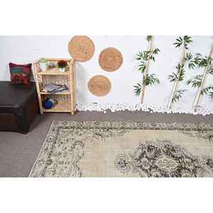 Grand tapis vintage 5,6x9,2 pieds, tapis turc beige en laine persane - Product Image 5