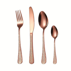 Cubiertos de metal chapados en oro rosa de acero inoxidable más vendidos, juego de cubiertos de venta directa de fabricante indio personalizado - Product Image 1