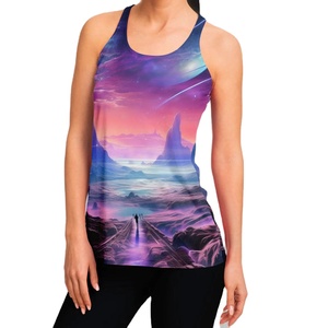 Women's Custom Logo Printed Cotton Polyester Tank <b>Top</b> Summer Gym Fitness Casual Style Sublimation Printing Breathable Quick Dry - Product Image 1
