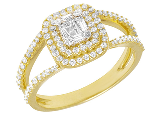 Corte redondo Moissanite Diamond S925 Sterling Silver In Luxury iced Out Anillo de compromiso para mujeres - Product Image 3