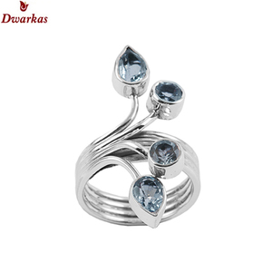 Vente en gros d'usine OEM ODM, bague en argent sterling 925 avec topaze bleue, certifiée par un tiers, bagues de fiançailles vintage - Product Image 2