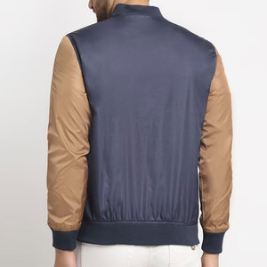 Chaquetas de Hombre | Chaqueta para Hombre con Mangas en Contraste, Cazadora Bomber Azul Marino con Cierre de Cremallera, Ropa de Calle Ligera" - Product Image 3