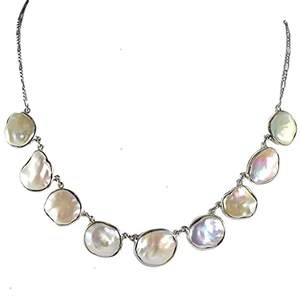 Navya Craft 925 Sterling <b>Silver</b> Freshwater Coin Pearl <b>Choker</b> Necklace Women's Gift for Anniversary Birthday Valentine's Day - Product Image 1