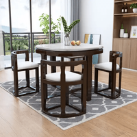 Chaises de table de restaurant en teck massif avec plateau en marbre, revêtement de haute qualité, couleur Duco noire, utilisation intérieure/extérieure