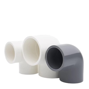 Raccords coudés à 90 degrés en <span class=keywords><strong>PVC</strong></span> de haute qualité pour l'alimentation en eau, épaissis, <span class=keywords><strong>blanc</strong></span>/gris bleu, lisses, vente en gros - Product Image 1