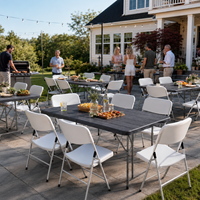 Table et chaises pliantes en plastique de qualité supérieure pour l'extérieur, 4 pieds/5 pieds/6 pieds/8 pieds, pour fêtes, mariages, événements de jardin, table pliable en plastique HDPE pour l'extérieur
