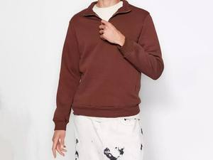 Sudadera de cuello redondo de nueva moda lisa con logotipo personalizado al por mayor, sudaderas de media cremallera de nueva moda - Product Image 5