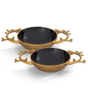 Bol de service en bois avec poignées à pédale de cheval Accueil Cuisine Bol à pâte en bois décoratif Forme ronde Servir les fruits Bol profond - Product Image 5