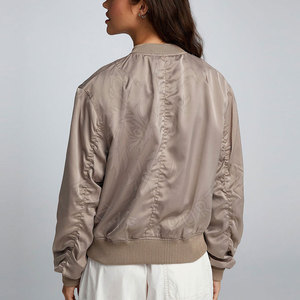 แจ็กเก็ตบอมเบอร์สำหรับผู้หญิงเสื้อแจ็กเก็ตสีพื้นมีปกดีไซน์คลาสสิกใส่สบายทันสมัย - Product Image 2