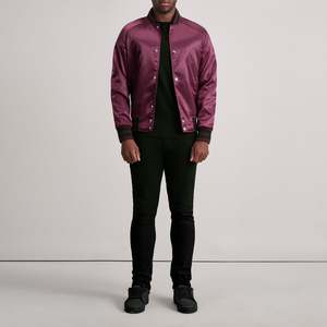 Xander Casual Maroon Varsity Jacket <b>Wool</b> Leather Autumn Season XS 6XL Coated Satin Standing Collar Patchwork Pattern Sustainable - Product Image 4