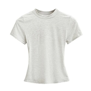 Camiseta de manga corta para mujer, ropa transpirable para mujer, Camisetas básicas ajustadas de verano, camisetas de algodón 2025, camisetas informales con cuello redondo para mujer - Product Image 6