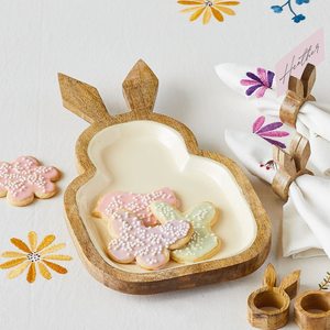 Bandeja para servir de conejito, decoración de Pascua, vajilla única, plato de madera de mango hecho a mano - Product Image 4