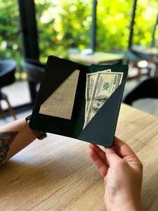 Titular de la factura Logotipo personalizado Restaurante Titular de la verificación de cuero genuino Invitado Presentador Titular de la factura 2017 - Product Image 2