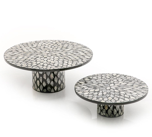 Support à dessert à un niveau/plateau à gâteaux couverts ronds avec base en résine nacrée pour les fêtes de mariage d'anniversaire pour la cuisson - Product Image 5