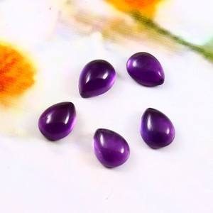Ametyste africaine naturelle 5x7mm, cabochon poire à dos plat, pierre précieuse calibrée, certifiée, pour la fabrication de bijoux, lot en gros - Product Image 3