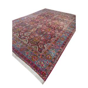 Alfombra de Lana Anudada a Mano Aalam, Diseño de Medallón Rojo Naranja, Kilim Rectangular de 9x12, Abstracta, Hecha a Mano para Adolescentes, para Entrada o Pasillo - Product Image 2