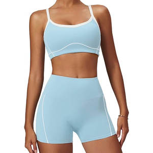 Ensemble de yoga pour femmes Bretelles convertibles Encolure carrée Dos nu Polyester/coton Respirant Séchage rapide Écologique Utilisation en extérieur - Product Image 1