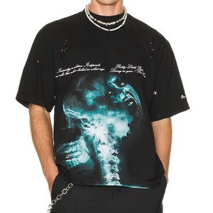 เสื้อยืดถักแขนสั้นสำหรับผู้ชายเสื้อยืดโอเวอร์ไซส์สไตล์วินเทจผ้าฟอกกรดซีดจางใส่สบาย2025 - Product Image 3