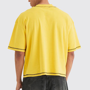 Camiseta Corta de Cuello Alto Estilo Vintage, 100% Algodón, Hombros Caídos, Corte Cuadrado, Venta al Por Mayor - Product Image 2