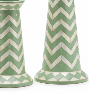 Proveedor indio ofrece candelabro decorativo con patrón de Chevron hecho a mano con incrustaciones de hueso verde - Product Image 5